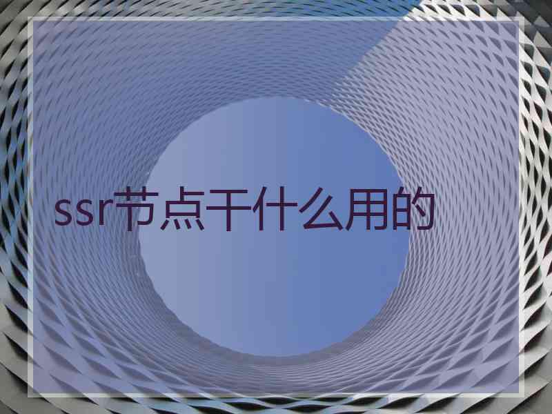 ssr节点干什么用的