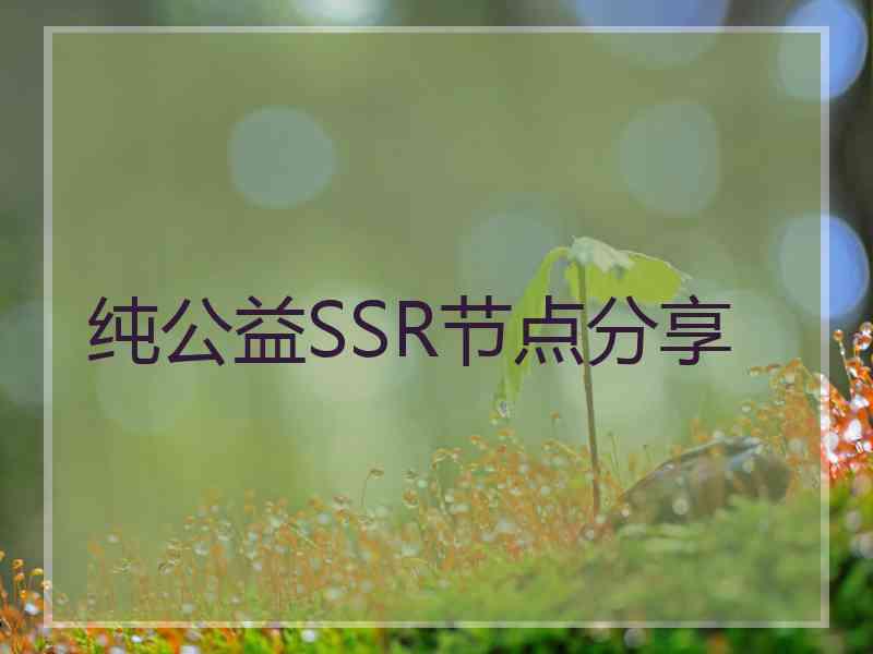 纯公益SSR节点分享