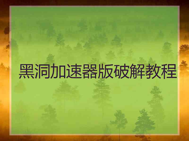 黑洞加速器版破解教程