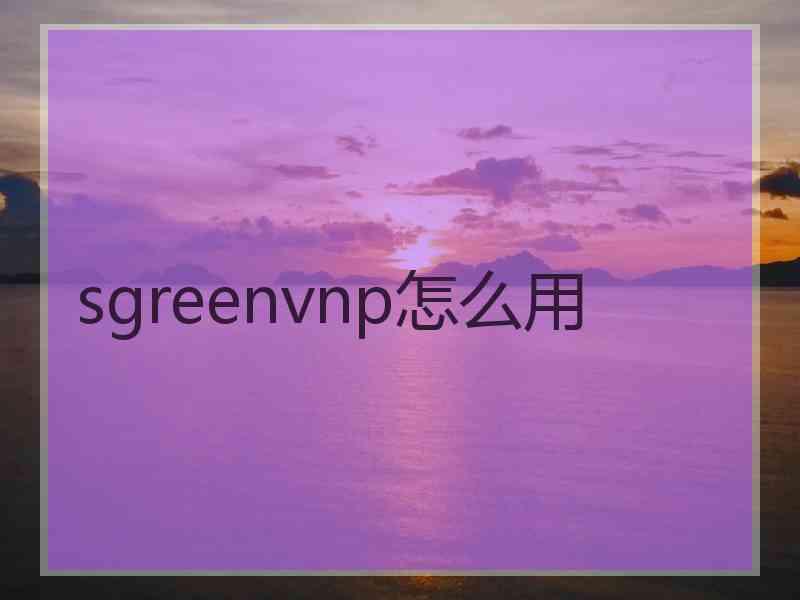 sgreenvnp怎么用